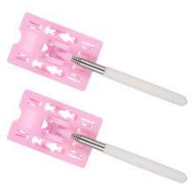 2Pcs Automotive Parking Pass Card Holder White ABS 304 Stainless Steel
