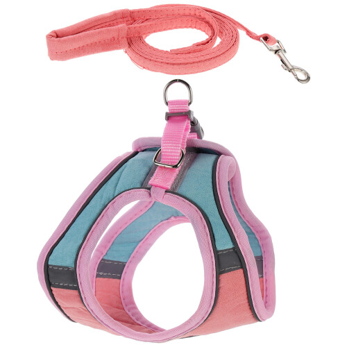 1Set Green Pet Harness and Leash Set Suede Reflective Adjustable Strap