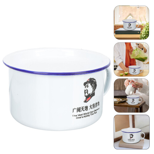 White Enamel Mug Multi-Functional Vintage Tea Cup for Home Use 2