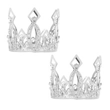 Mini Crown Cupcake Tops Silver For Girls Birthday Party 2pcs