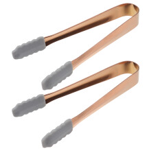 2Pcs Golden Stainless Steel Serving Tongs Non-Slip Food and Ice Tongs