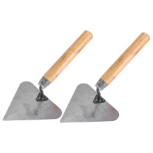 2Pcs Stainless Steel Bricklaying Trowel Set with Ergonomic Wooden Handle for Wall Building