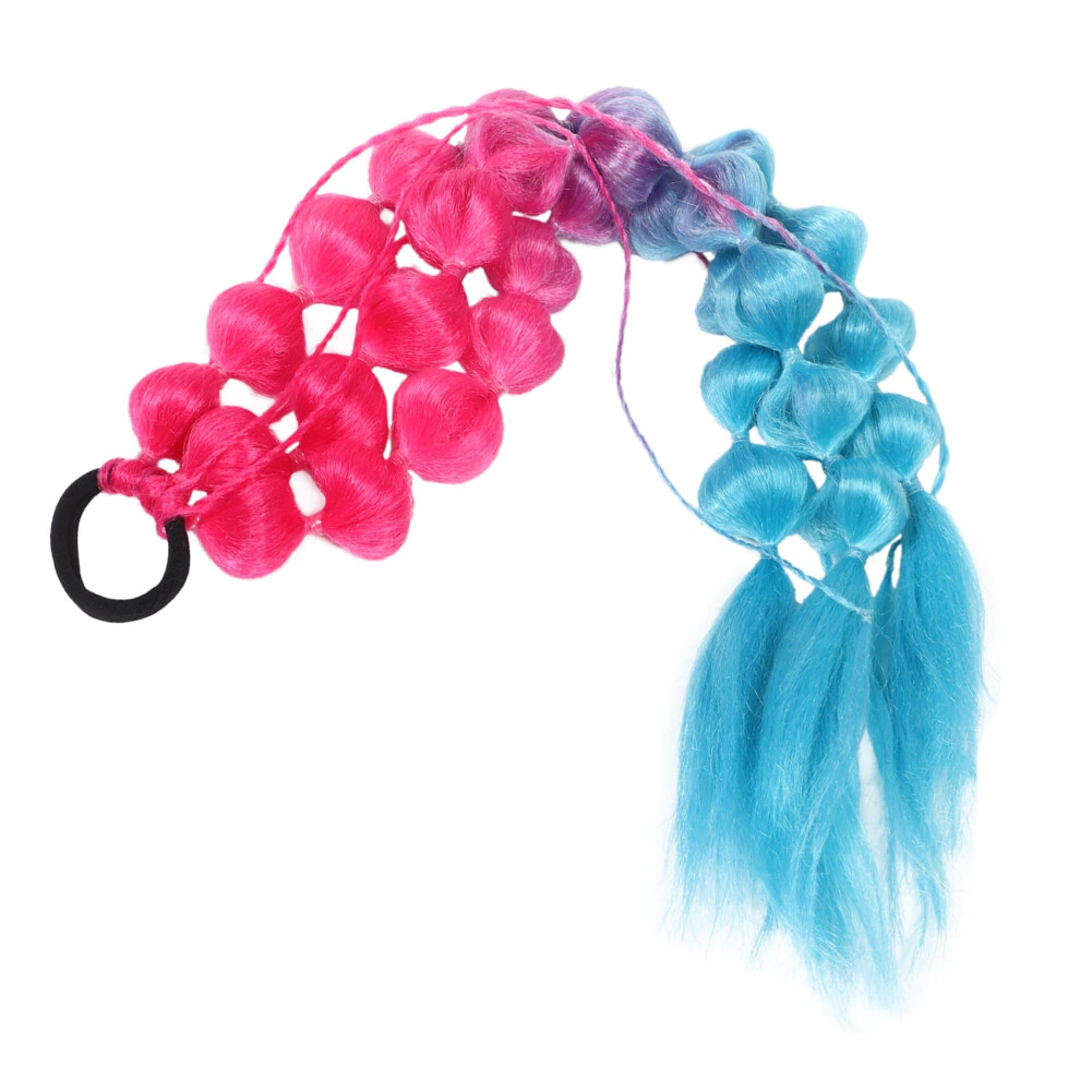 Unisex Braided Hair Extensions With Vibrant Rainbow Colors Handwoven Bubble Ponytail Hairpieces For Festivals