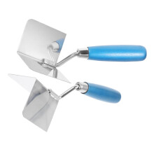 2pcs Stainless Steel Drywall Corner Trowel Set with Ergonomic Comfort Grip for Inside and Outside Finishing
