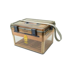 Lockable Cigar Humidor Box with Digital Hygrometer, Cedar Interior Travel Case Holds 50 Cigars