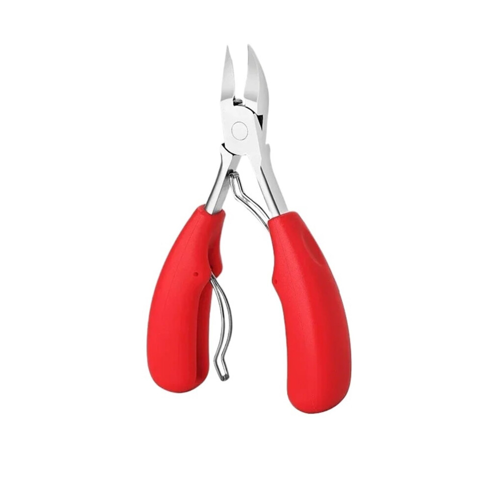 Red Toenail Clippers For Thick Nails With Precise Curved Blade And Professional Cuticle Scissors