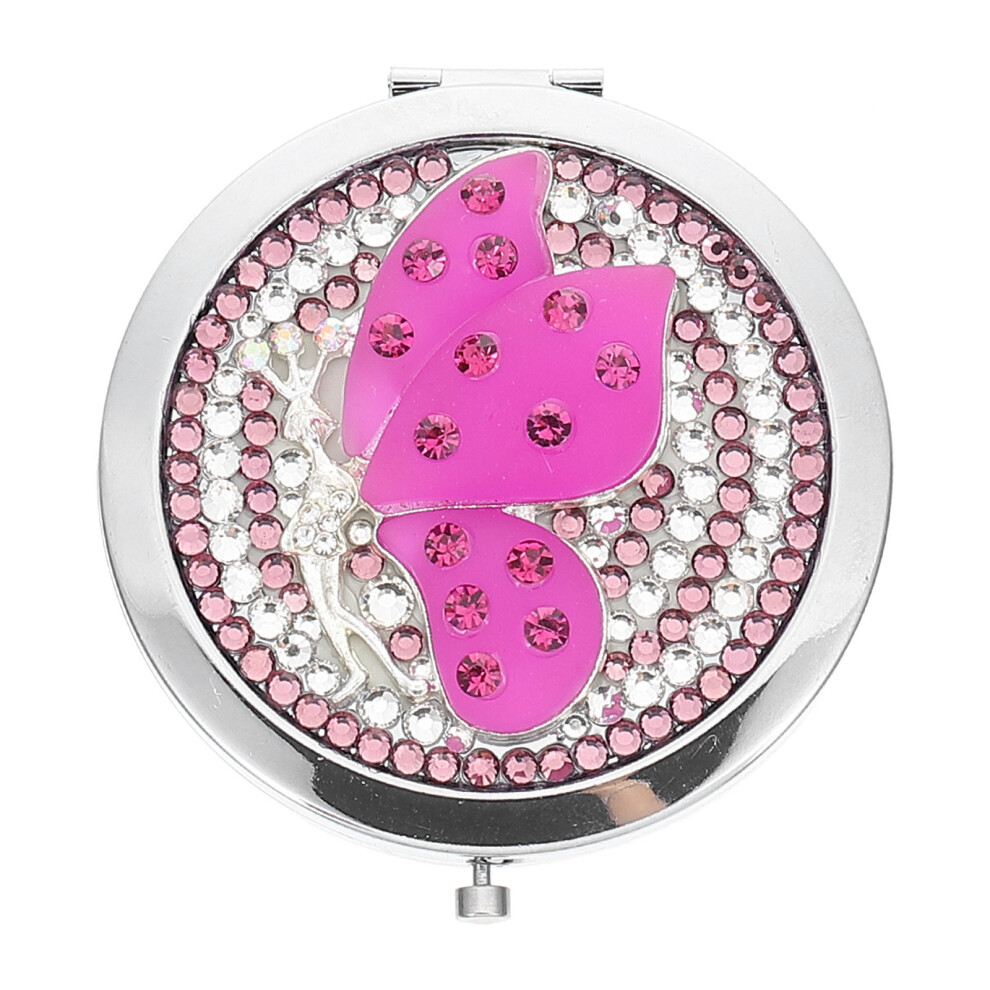 Happyyami Rhinestone Portable Mirror Travel Mirror Girl Cosmetic Metal
