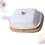White Ceramic Butter Dish with Lid and Handle for Elegant Home or Hotel Table Serving 4