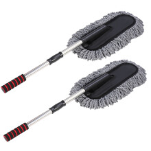 2St Ergonomische Auto Stofborstel Voor Reinigen En Waxen, Grijs Kleur