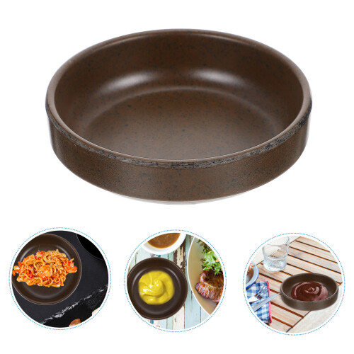 2Pcs Brown Dinner Seasoning Dishes Compact Kitchen Plates 2