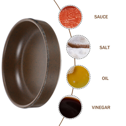 2Pcs Brown Dinner Seasoning Dishes Compact Kitchen Plates 1