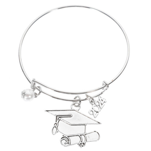 Lightweight Silver Bangle Bracelet for College Graduates