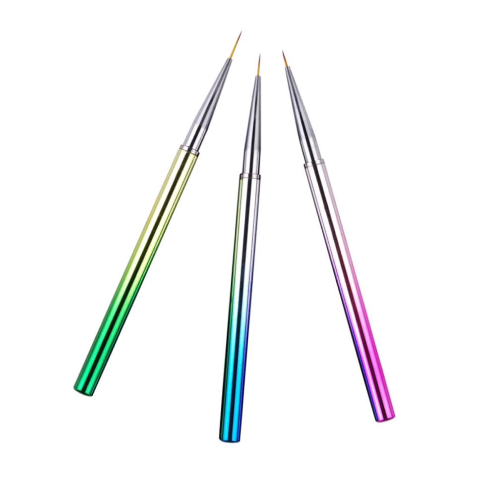 3pcs Ultra Thin Nail Art Brush Set with Precision Tip for Fine Line Manicure Design