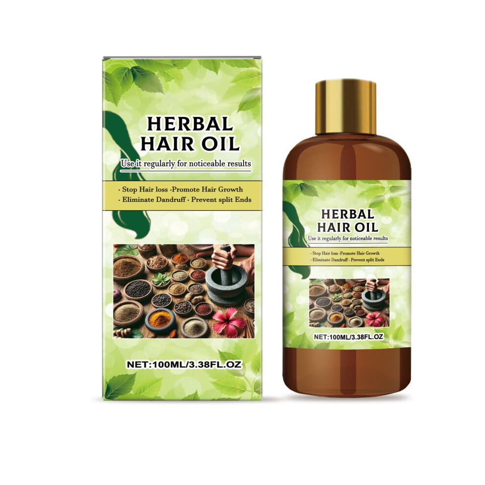 Herbal Hair Growth Oil with Rosemary and Castor Oil for Thickness, Nourishment and Frizz Control, 3.38 fl oz