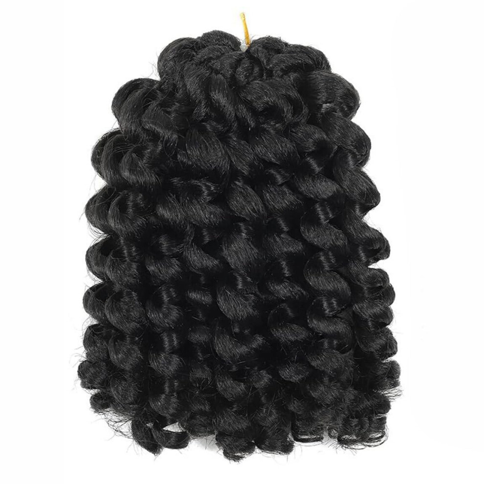 Unisex Black Crochet Hair 8 Inch Wand Curl Short Curly Braiding Hair Jumbo Passion Twist Crochet 6 Pack Jet For Women