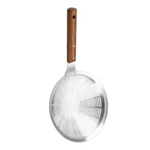 304 Stainless Steel Skimmer with Long Wooden Handle, Large Mesh Strainer Spoon for Frying and Draining