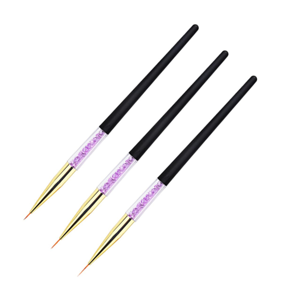 3pcs Professional Nail Art Brush Set with Long Handle for Precise Detailing