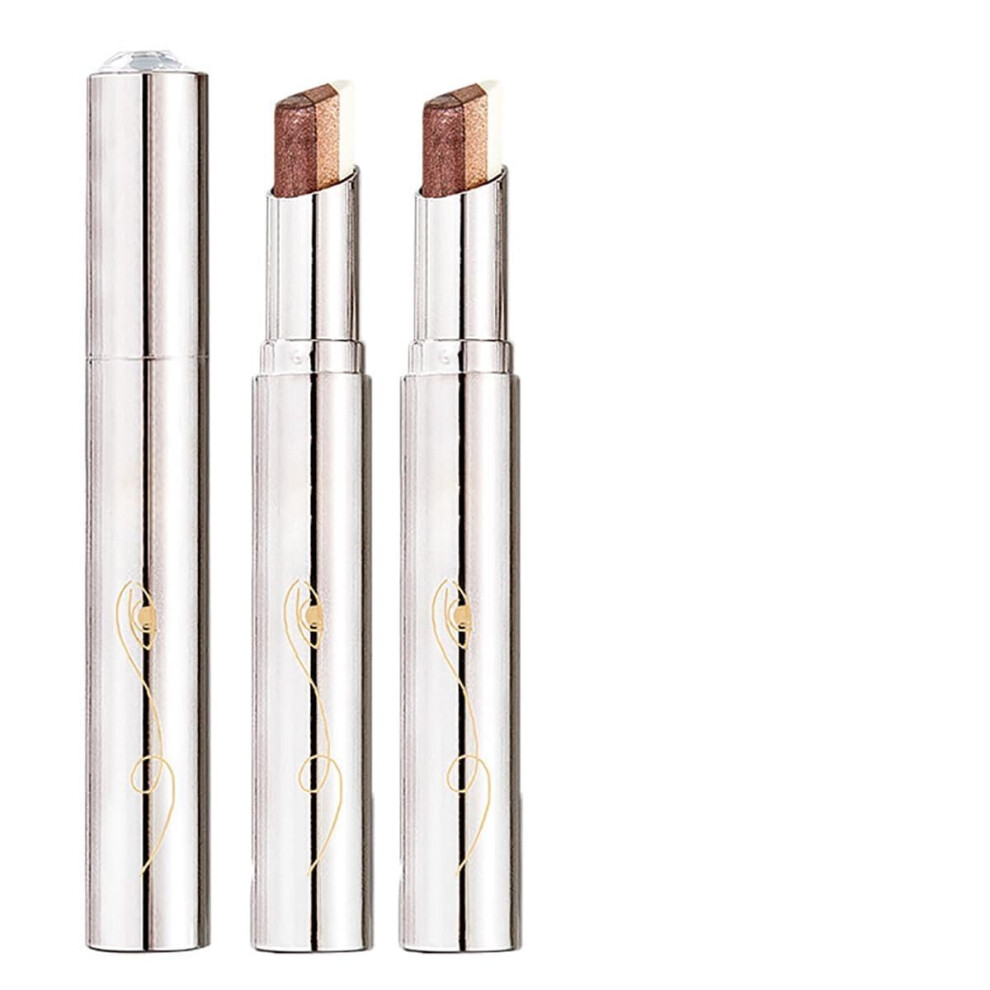 Pink/Brown/Orange Waterproof Eyeshadow Stick With Threecolor Gradient Shimmer, Longlasting Glitter Eye Pencil 03#*2