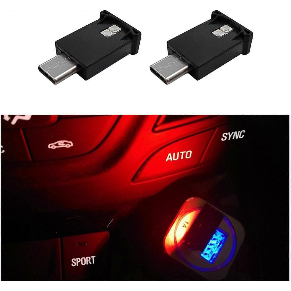 2 Pcs Usb Type C Led Ambient ,8 Colors Rgb Dynamic Gradient Brightness Interior Atmosphere Lamp,Mini Adjustable Car Accessories Replace I Light 6935161581362