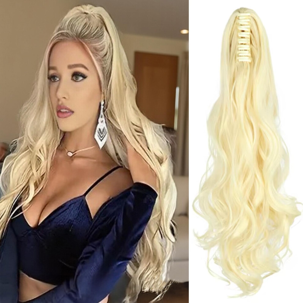 24 Inch Synthetic Clip In Ponytail Hair Extension with Natural Texture and Secure Claw Clip