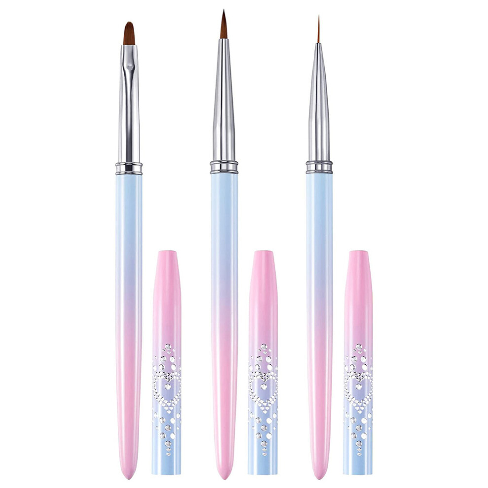 Vaguelly 3Pcs Nail Art Liner Pens Professional Nail Brush For Diy Manicure