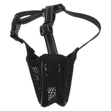 Black Polyester Dog Muzzle Soft Mesh Breathable Adjustable Guard