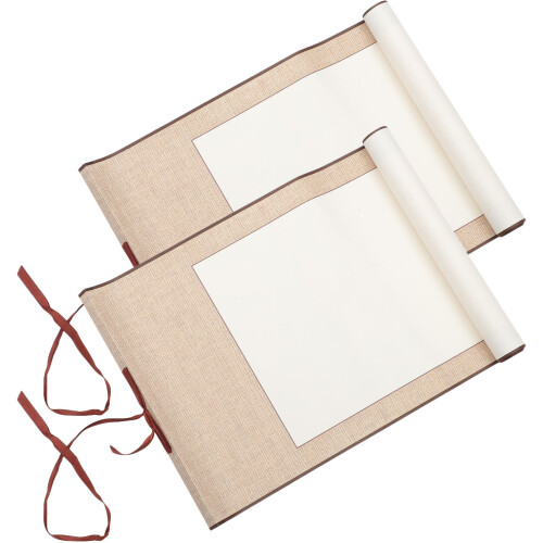 2Pcs Light Yellow Calligraphy Blank Scroll Rice Paper for Painting Use