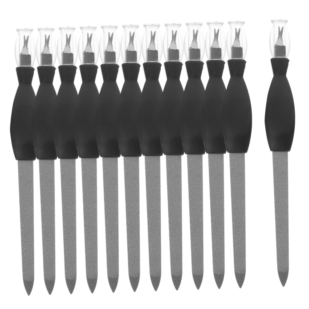 Manicure Set with Stainless Steel Cuticle Trimmer, DualUse Nail File, Professional 12pcs Kit