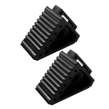 2Pcs Black Rubber Wheel Chock Durable Truck Parking Block with Handle