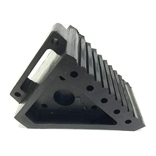 2Pcs Black Rubber Wheel Chock Durable Truck Parking Block with Handle 1