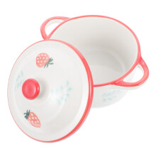 Hand Painted Ceramic Soup Bowl with SpillProof Lid Microwave Safe for Rice Porridge Salad