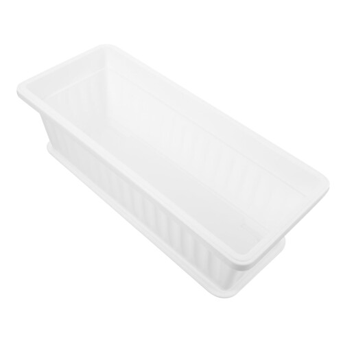 2pcs Rectangular Planter Box White Plastic Pots with Drainage Tray for Balcony and Home Gardening