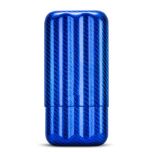Carbon Fiber Travel Cigar Humidor Case Holds 3 Cigars Compact Pocket Size Elegant Gift Blue
