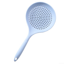 Silicone Skimmer Spoon Heat Resistant Large Colander Head NonSlip Long Handle for Cooking Blue