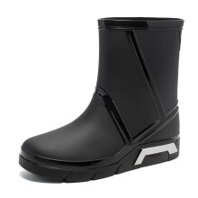 Men's Waterproof Rain Boots PVC MidCalf NonSlip Sole Easy Wear Black Size 10