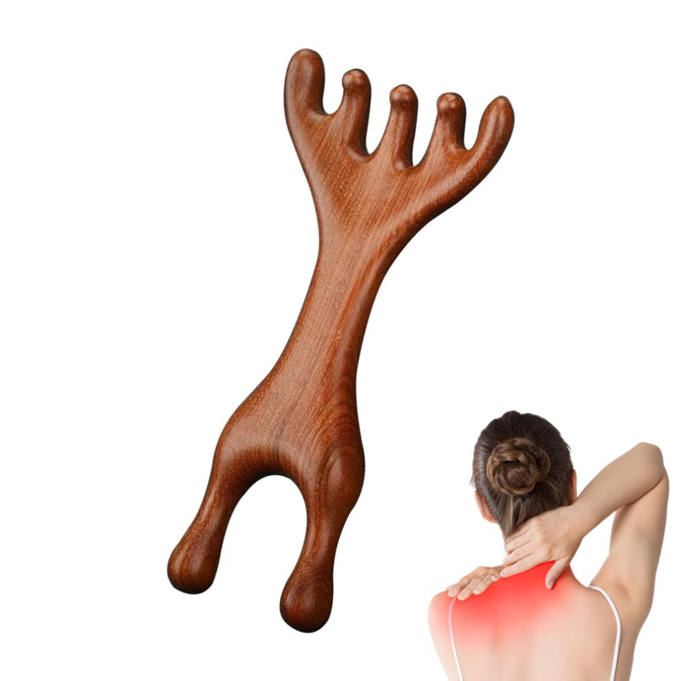 Scalp Massage Comb Sandalwood FiveClaw Gua Sha Tool for Facial Neck Shoulder Relaxation
