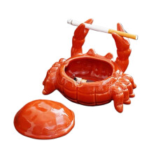 Ceramic Ashtray with Lid Cute Crab Design FlyProof Decorative Ashtray for Home and Office