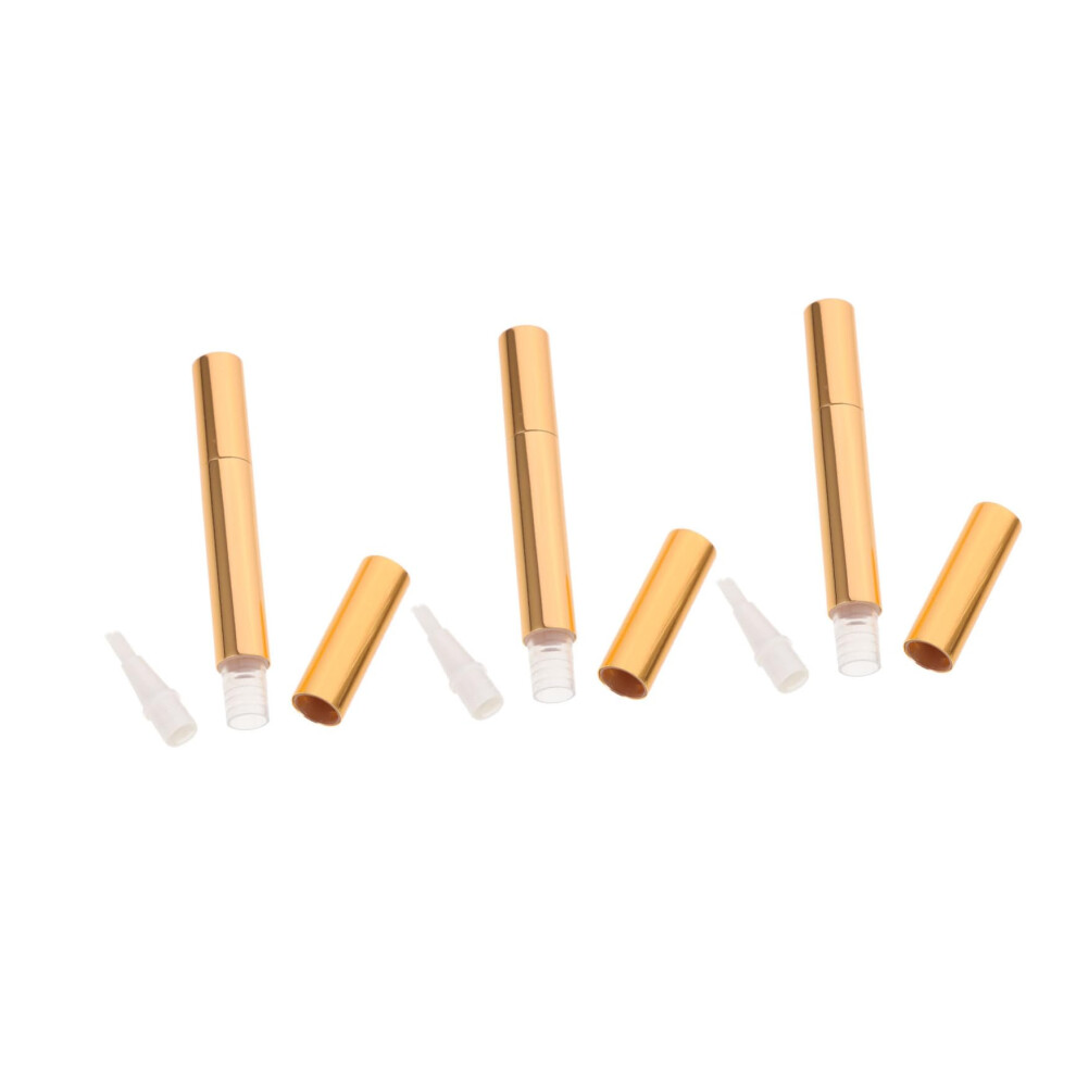 Gold/Silver 3Pcs 3Ml Refillable Cuticle Oil Pen With Brush, Twist Up Nail Treatment Applicator, And