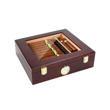 Cedar Wood Cigar Humidor Box with Hygrometer for 2530 Cigars, Humidity Control, Travel Size