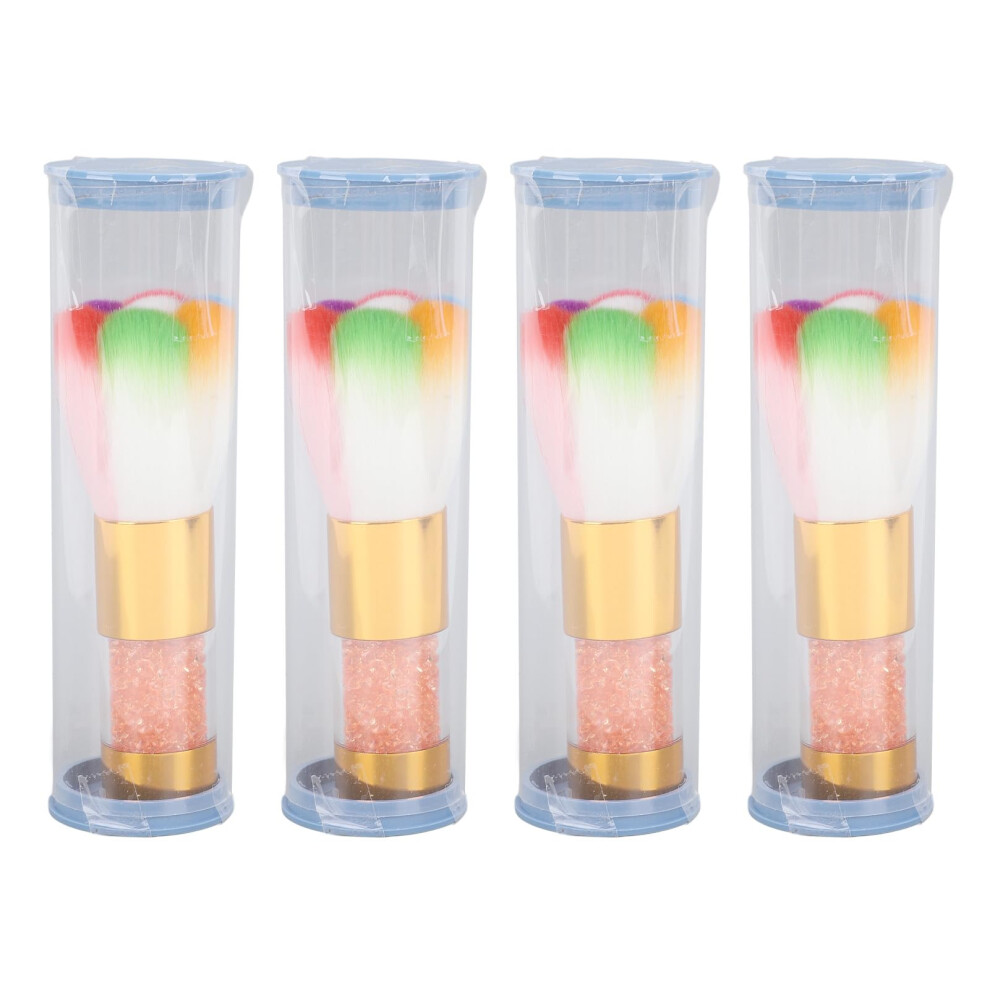 4pcs Professional Nail Dust Brush Set with Soft Bristles, Ergonomic Grip, 2 in 1 for Manicure and Makeup