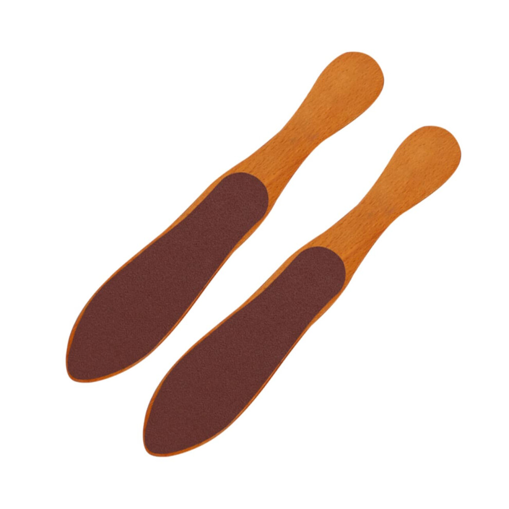 DoubleSided Foot Scrubber with Wooden Handle, Pumice Foot File for Callus Removal and Cracked Heels