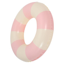 Inflatable PVC Swim Ring for Adults with Cheerful Striped Pool Float Tube for Summer Beach Parties