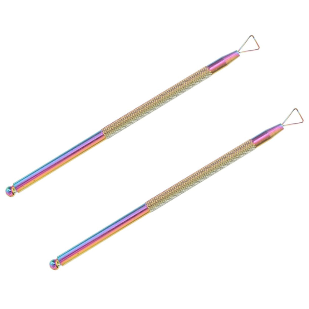 Stainless Steel Cuticle Pusher and Nail Scraper 2pcs Set with AntiSlip Handle for Gel Polish