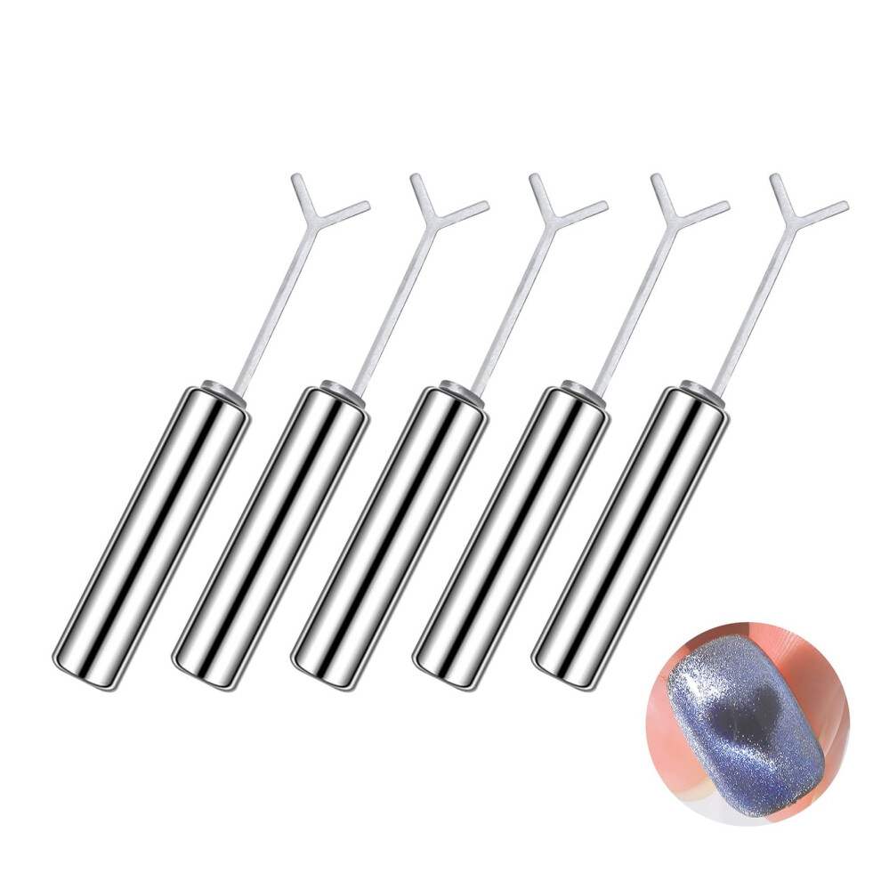 Cat Eye Gel Polish Magnet Set with 3D Heart and YShaped Guide, Round Magnets 3 Sizes 5Pack