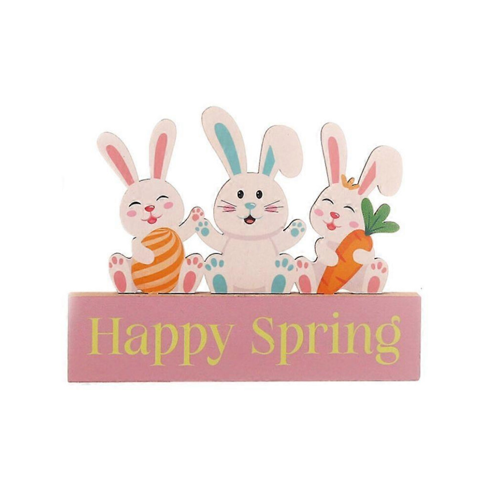 (As Show, A) Easter Wood Ornament Cartoon Bunny Egg Gnome Wood Colorful Art Crafts 5213747895074