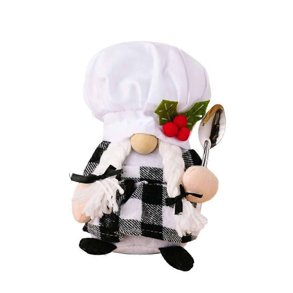 (As Show, One Size) Chef Holding Iron Spoon Gnome Art Crafts Tabletop Party Background 3242242681358