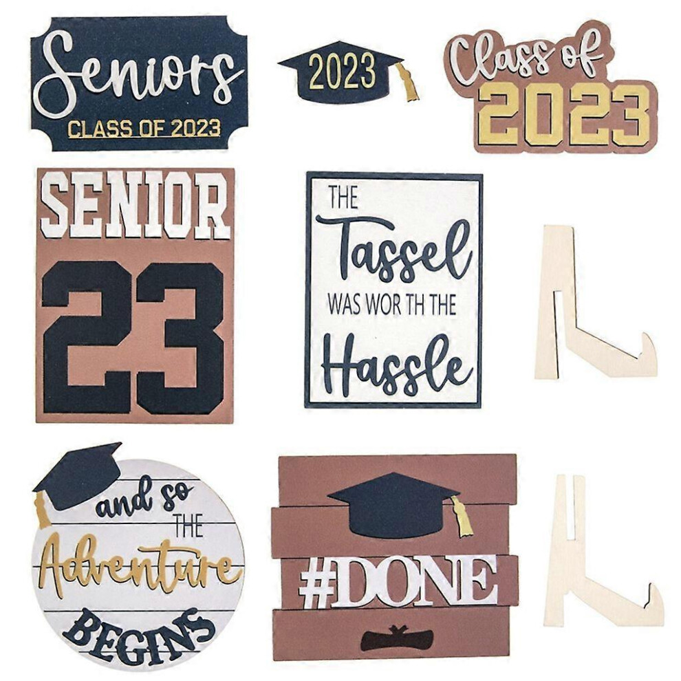 (As Show, A) Graduation Tiered Tray Decoration Congrats Grad Wood Signs Gift For Graduation 3242242646449