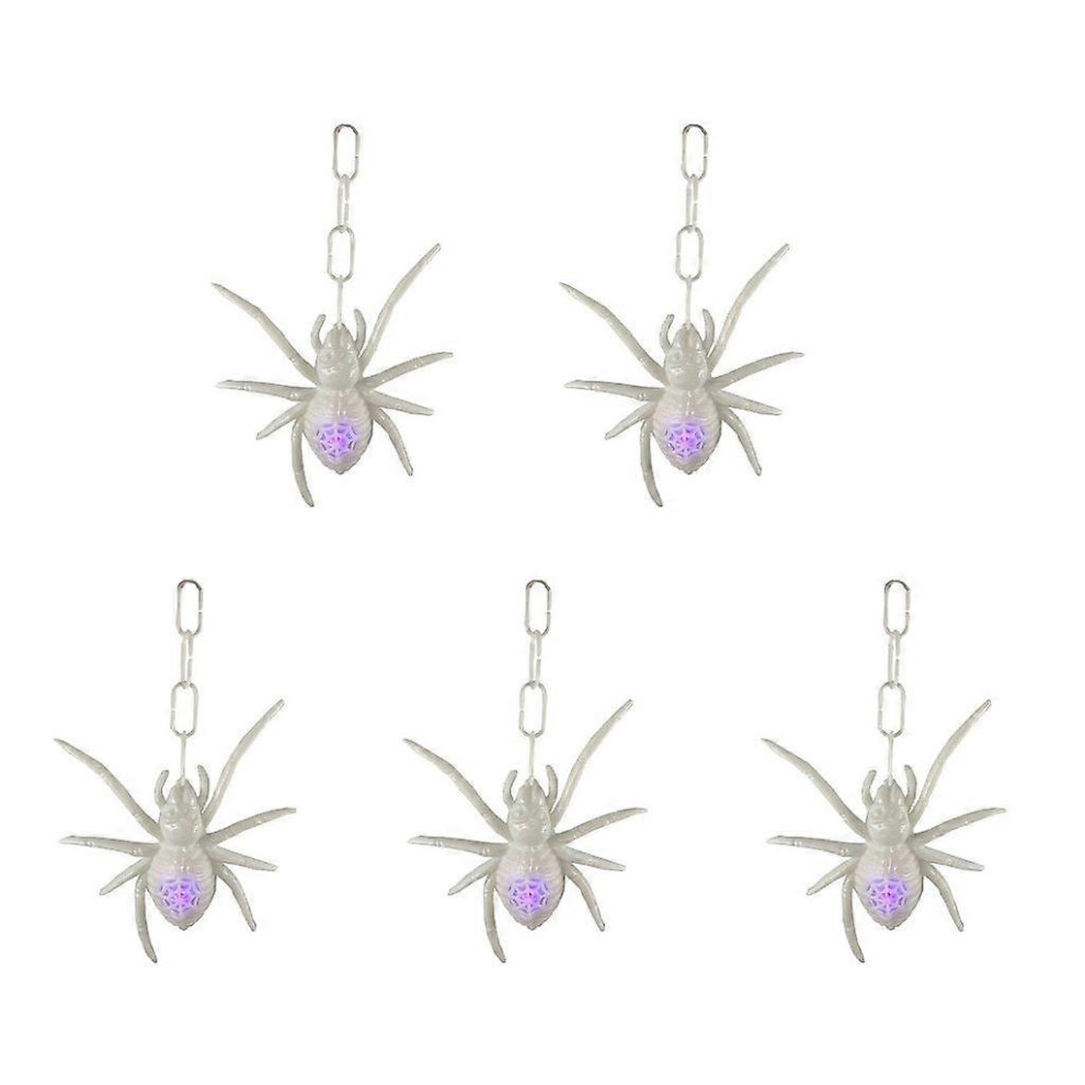 (As Show, White) Halloween Glowing Spiders Set Of 5 Multifunction Haunted House Decoration 5213747861970