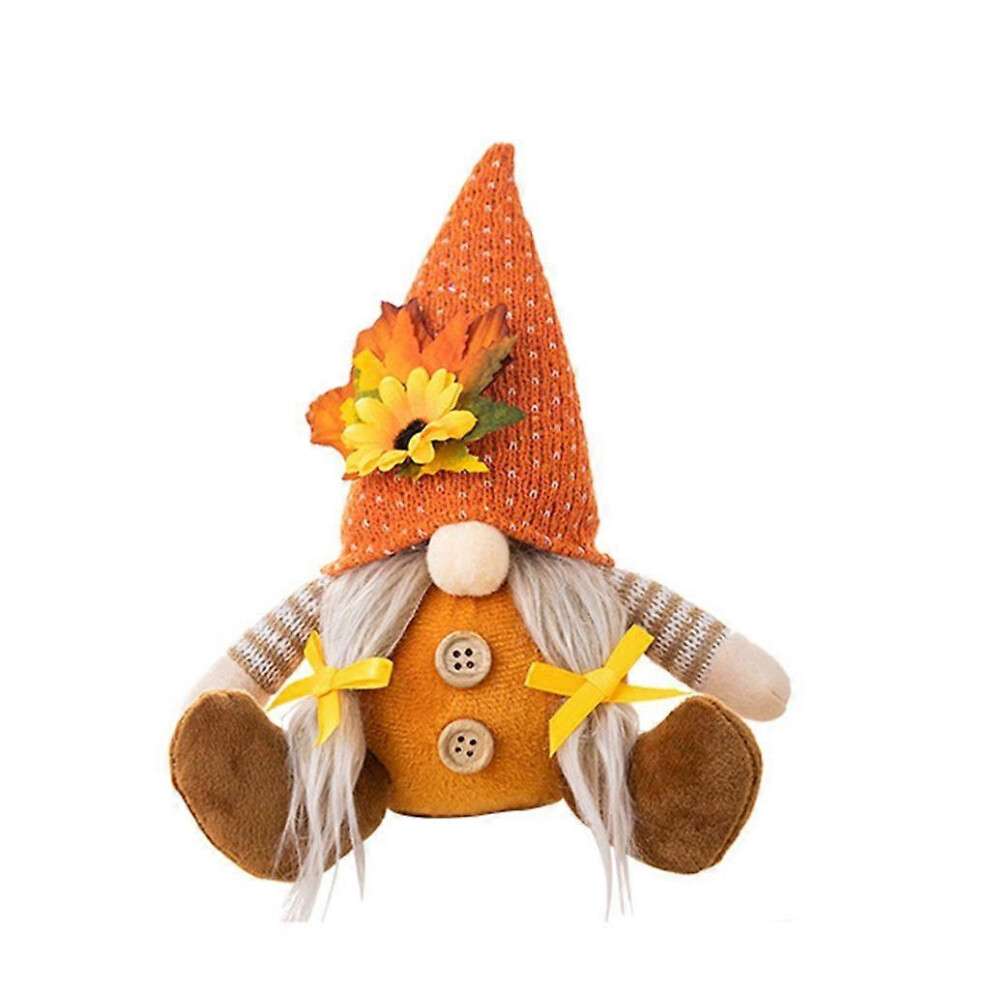 (As Show, Ladies) Thanksgiving Hanging Gnome Knitted Sunflowers Hat Pendant 5213747842146