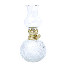 Vintage Oil Lamp with Transparent Glass, Windproof Cotton Wick Kerosene Lantern for Home Decor